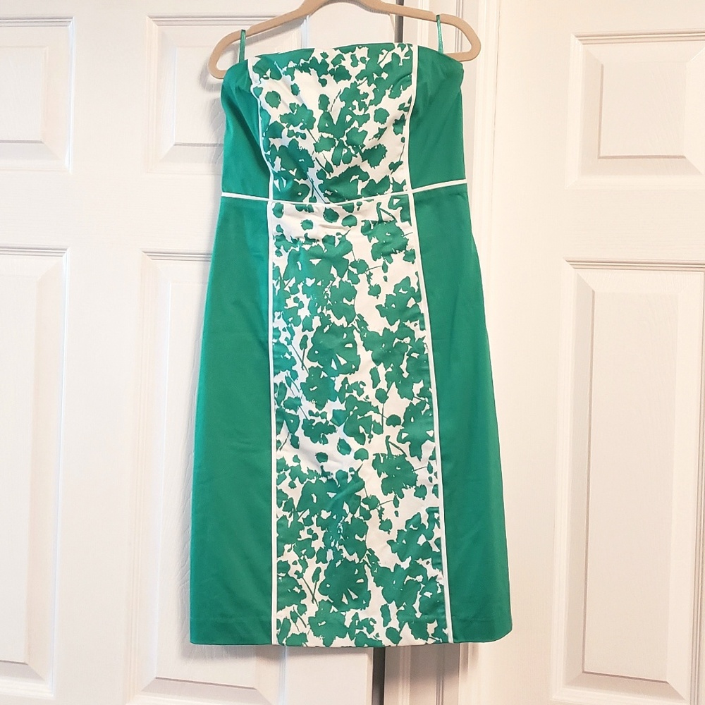 Strapless Green White floral dress